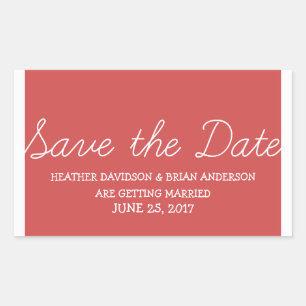 Whimsy Save the Date Stickers, rot Rechteckiger Aufkleber