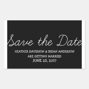 Whimsy Save the Date Stickers, schwarz Rechteckiger Aufkleber