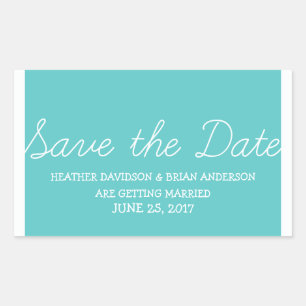Whimsy Save the Date Stickers, Türkis Rechteckiger Aufkleber