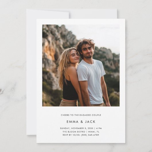 Whimsy Script 2 Foto Sie sagte ja Verlobung Einladung (Rückseite)