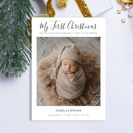 Whimsy Script Baby's First Christmas Photo Card Feiertagskarte