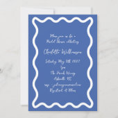 Whimsy Script Blue Scribble Border Brautparty Einladung (Vorderseite)