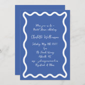 Whimsy Script Blue Scribble Border Brautparty Einladung (Vorne/Hinten)