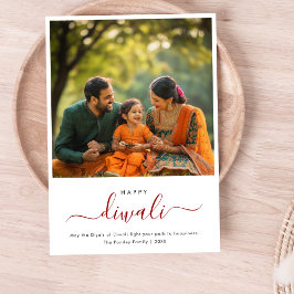 Whimsy Script Diwali Familienfeier Foto Feiertagskarte