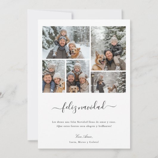 Whimsy Script Feliz Navidad 5 Foto Weihnachten (Vorderseite)