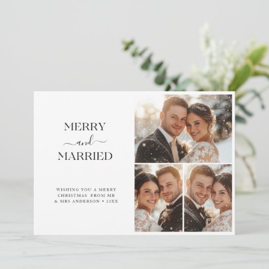 Whimsy Script Merry und Verheiratete Weihnachten 3 (Stehend Vorderseite)