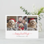 Whimsy Script Pet Foto Happy Howlidays Weihnachten (Stehend Vorderseite)