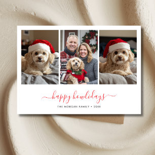 Whimsy Script Pet Foto Happy Howlidays Weihnachten