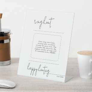Whimsy Script Ring Hunt Brautparty Game Sockelschild