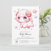 Whimsy Sheep Baby Dusche Einladung (Stehend Vorderseite)