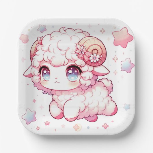 Whimsy Sheep Baby Dusche Pappteller (Vorderseite)