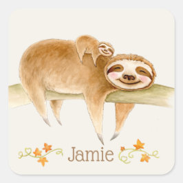 Whimsy sloge Aquarell individuelle Name Quadratischer Aufkleber
