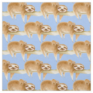 Whimsy Sloth und niedliche Baby Watercolormalerei Stoff