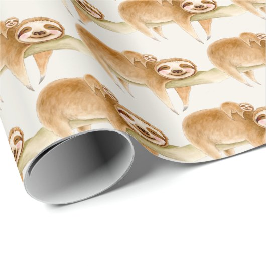Whimsy sloth und niedliche Babyfarbe Geschenkpapier (Rolleneckpunkt)