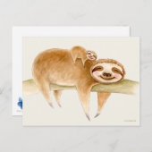 Whimsy sloth und niedliche Babyfarbe Postkarte (Vorne/Hinten)