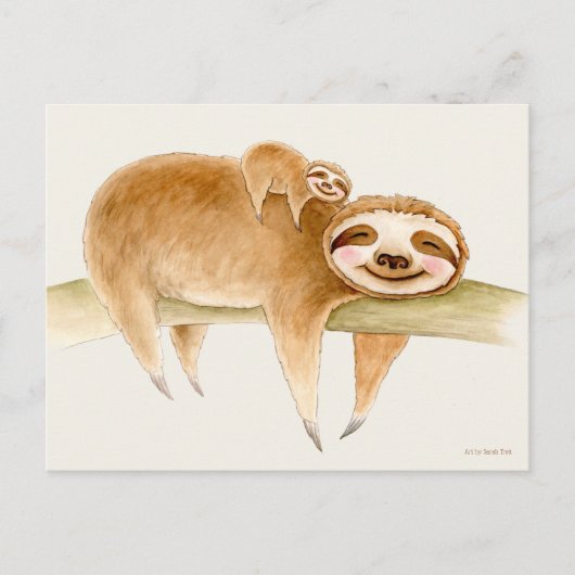 Whimsy sloth und niedliche Babyfarbe Postkarte (Vorderseite)