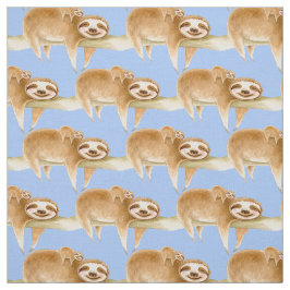 Whimsy sloth und niedliche Babyfarbe Stoff