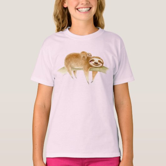 Whimsy sloth und niedliche Babyfarbe T-Shirt (Vorderseite)
