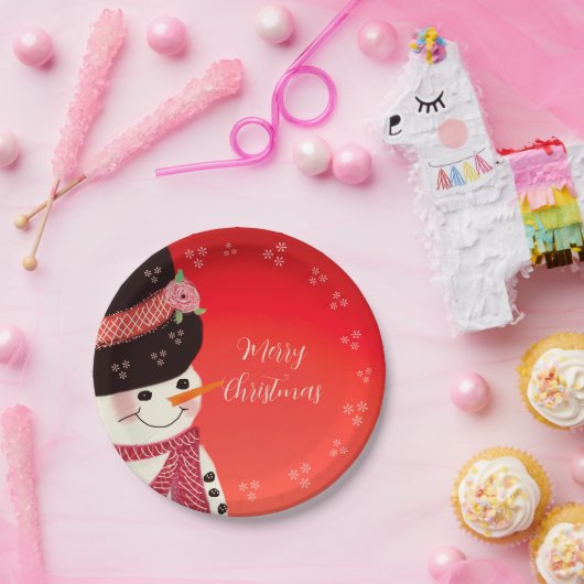 Whimsy Snowman Art Round Pappteller (Party)