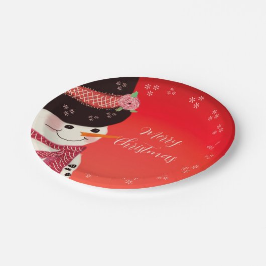 Whimsy Snowman Art Round Pappteller (Schrägansicht)