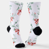 Whimsy Socks – Red Bows Pattern & Festive Charm Socken (Gewinkelt)