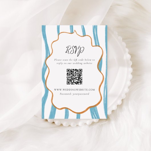 Whimsy Stripes Wedding QR Code Enclosure Card Begleitkarte