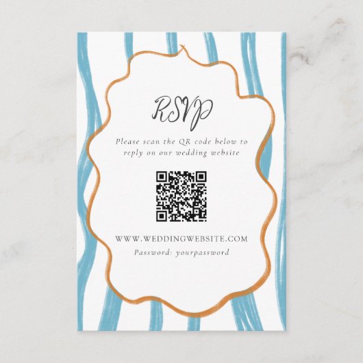 Whimsy Stripes Wedding QR Code Enclosure Card Begleitkarte (Vorderseite)