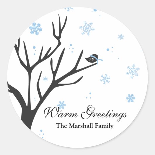 Whimsy Tree and Bird - Snowflakes Sticker (Vorderseite)