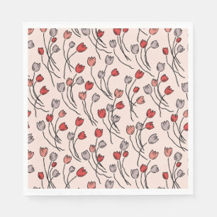 Whimsy Tulips Red Pink Serviette