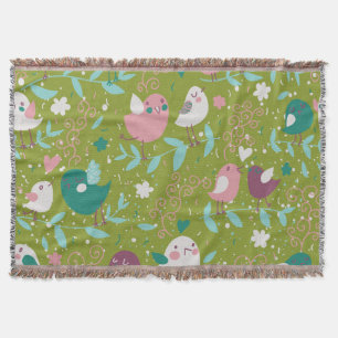 Whimsy Tweety Vögel auf Reben werfen Blanket Decke