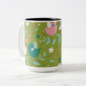 Whimsy Tweety Vögel auf Reben Zweifarbige Tasse (Vorderseite Links)