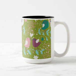 Whimsy Tweety Vögel auf Reben Zweifarbige Tasse