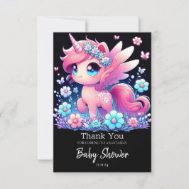 Whimsy Unicorn Babydusche Dankeskarte