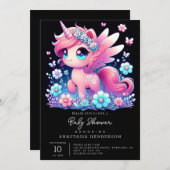 Whimsy Unicorn Babydusche Einladung (Vorne/Hinten)