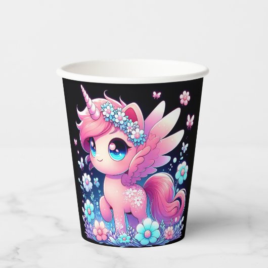 Whimsy Unicorn Babydusche Pappbecher (Vorderseite)
