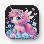 Whimsy Unicorn Babydusche Pappteller (Vorderseite)