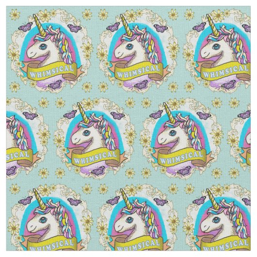 Whimsy Unicorn Fabric Stoff (Nahaufnahme)