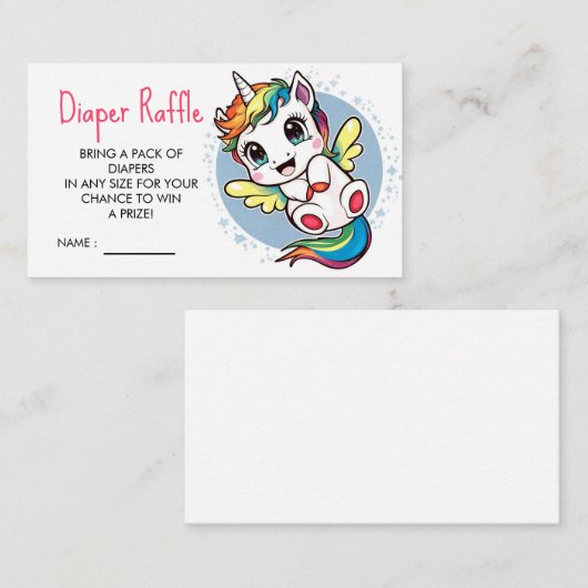 Whimsy Unicorn Kinderdusche Begleitkarte (Vorne/Hinten)