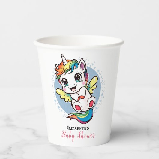 Whimsy Unicorn Kinderdusche Pappbecher (Vorderseite)