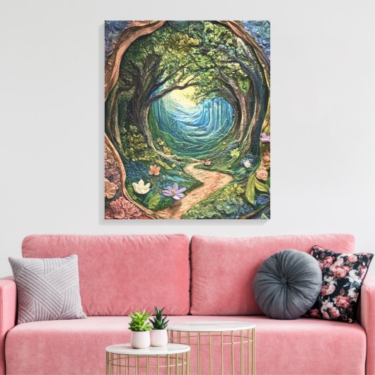 Whimsy-verzauberter Wald Leinwanddruck (Insitu (Wohnzimmer))