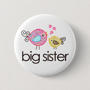 Whimsy Vogel-große Schwester-T - Shirt-Mitteilung Button