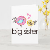 Whimsy Vogel-große Schwester-T - Shirt-Mitteilung Karte (Gelbe Blume)