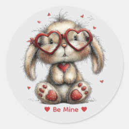 Whimsy-Wasserfarbe-Hasenliebe-Aufkleber Runder Aufkleber