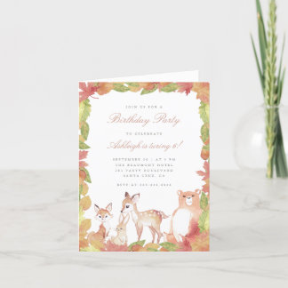 Whimsy Watercolor Fall Woodland Tiere Geburtstag Einladung