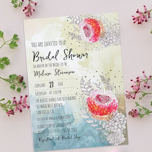 Whimsy Watercolor Fantasy Florals Brautparty Einladung