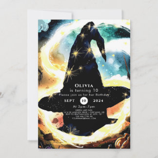 Whimsy Watercolor Fun Wizard Geburtstag Einladung