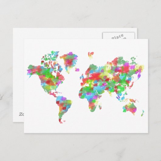 Whimsy Watercolor Planisphere - Karte der Welt (Vorne/Hinten)