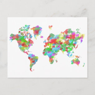 Whimsy Watercolor Planisphere - Karte der Welt