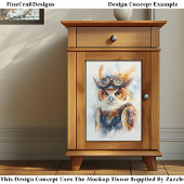 Whimsy Watercolor Wise Owl Explorer CE2 Decoupage Seidenpapier