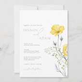 Whimsy-Wildblumen Mustard Yellow Monogram Wedding Einladung (Vorderseite)